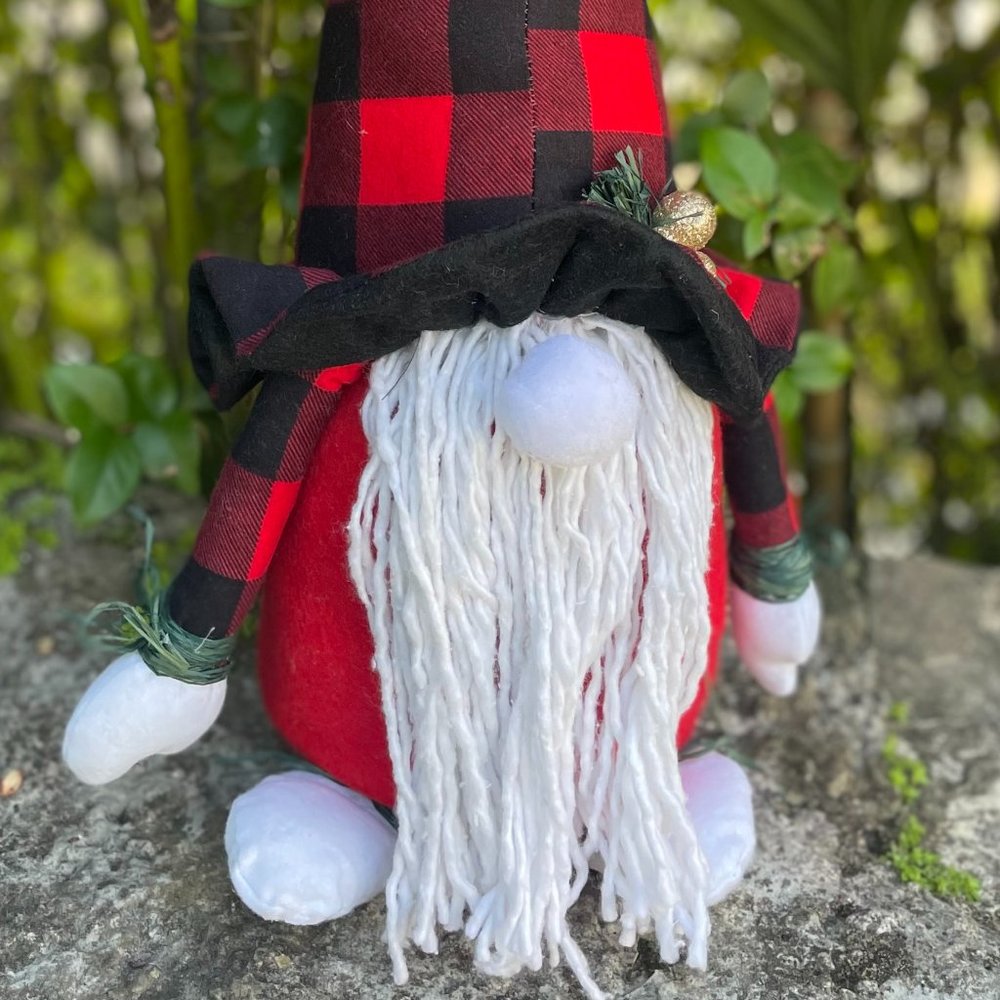 Large Buffalo Plaid Christmas Gnome - Picture 3 of 5